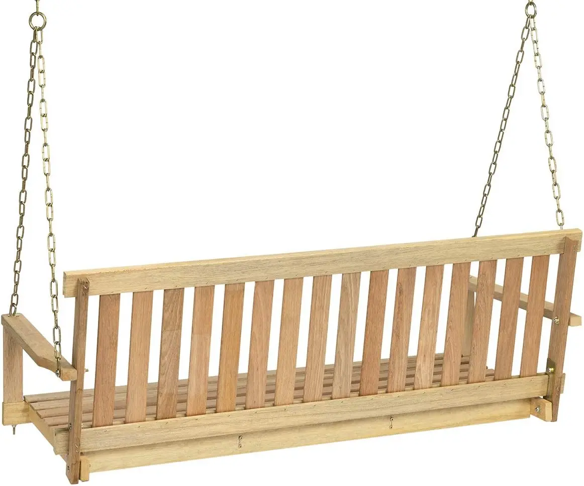 

Traditional 4-Foot Wooden Porch Swing Seat with Chains