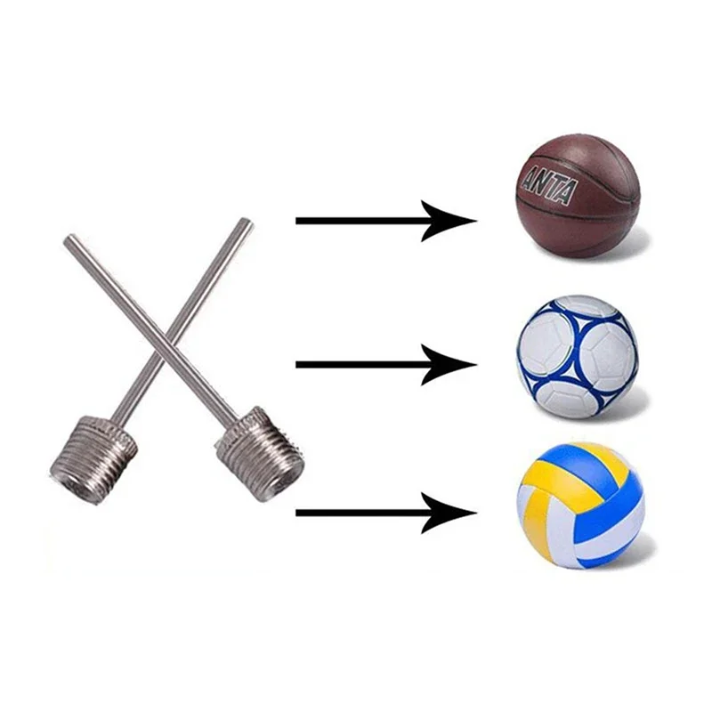 Sports Ball Inflating Pump Needle For Football Basketball Soccer Inflatable Air Valve Adaptor Stainless Steel Pin 100 PCS