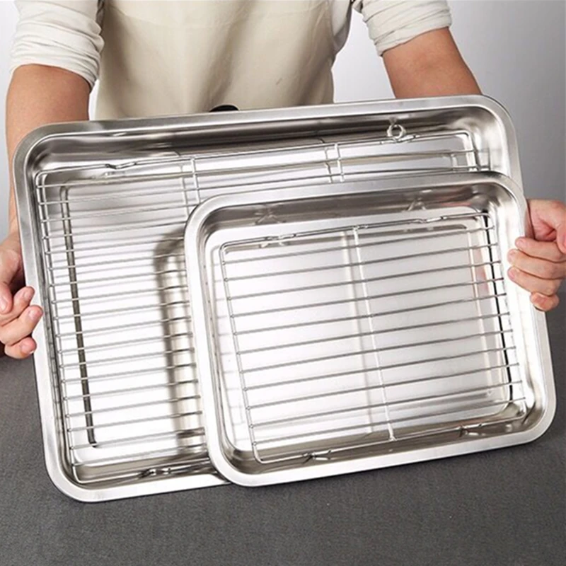 Stainless steel square plate with lid food grade thickened metal plate small  square baking dish for oven Kitchen cooking tools - AliExpress