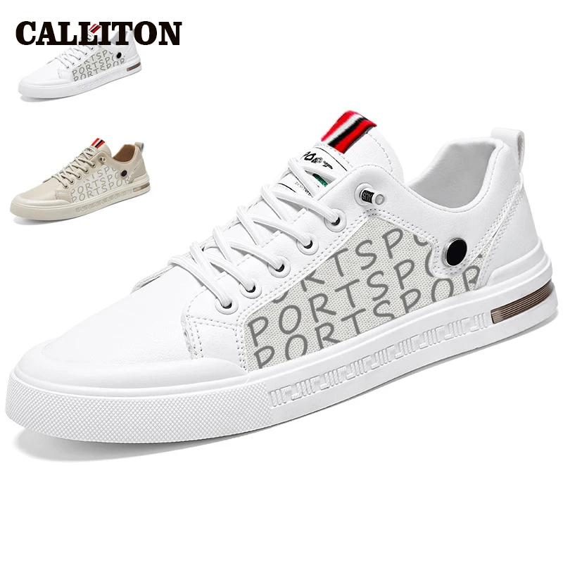 

CALLITON Leisure Shoes For Men Sneaker Fashion Breathable Elastic Band Athletic Low Help Mesh Letter Flat Shoes 2023 New Autumn