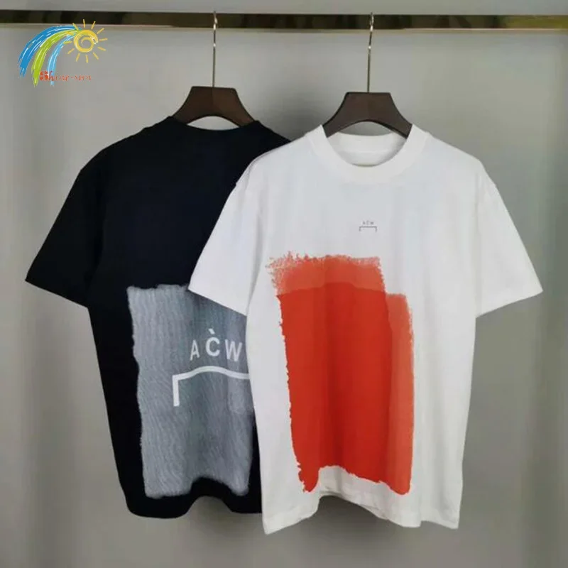High Street Color Block Paint Graffiti A-Cold-Wall * T-Shirt Uomo Donna 1:1 Tag Stile Industriale A Cold Wall Top Tee Acw T Shirt