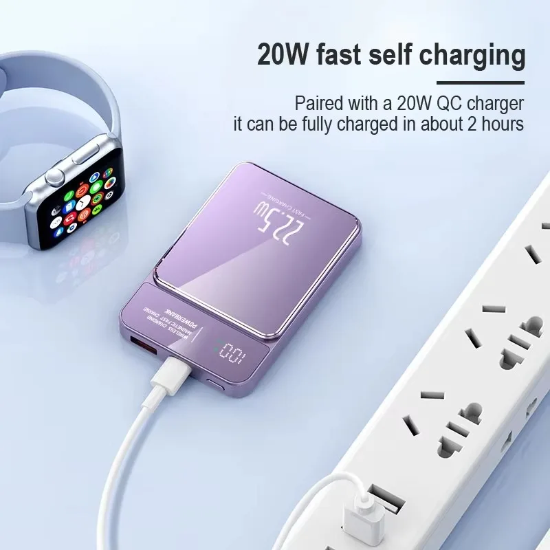 Portable Power Bank Magnetic Qi Wireless Charger for Magsafe 22.5W Super Fast Charging External Battery Powerbank for iPhone 3