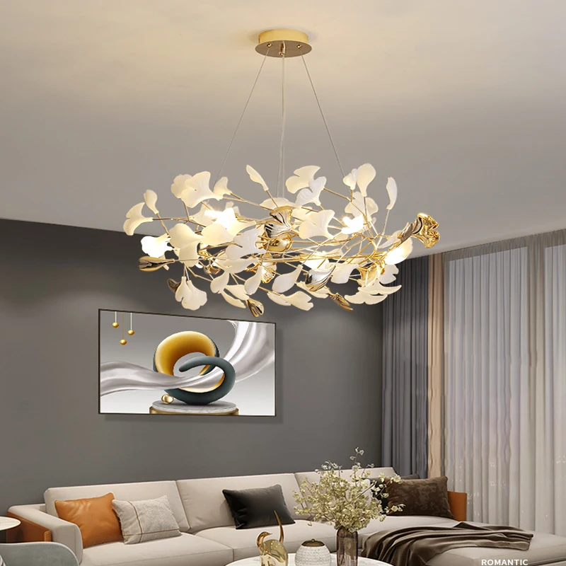 

Modern LED Chandeliers Lamp Living Dining Room Ginkgo Decoration Bedroom Ceiling Lamp lndoor Hanging Pendant Lights Luminairea