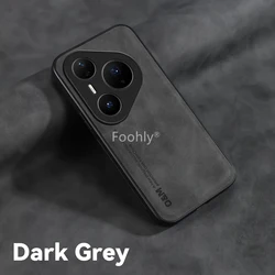 Premium Nubuck Leather Magnetic Shockproof Phone Case - Protective Back Shell for Huawei Pura 80 Ultra (Dark Grey)