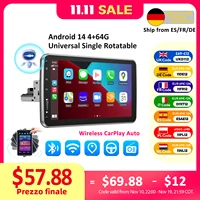 ESSGOO Android 14 10.1 Inch Universal Single Rotatable Car Radio Auto Carplay Multimedia Player GPS Navi Automotive Stereo