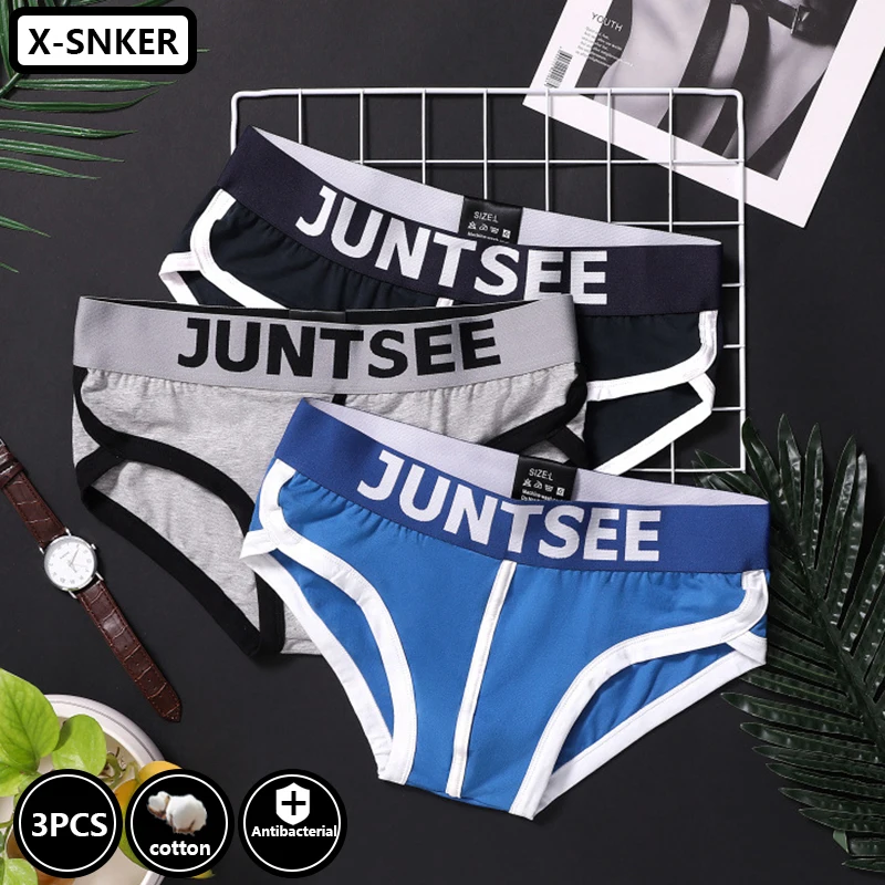 

Sexy Underwear Men Briefs Cotton Mens Underpants Gay Men's Underwear Brief Breathable Bikini U Convex Cuecas Masculinasen 3PCS