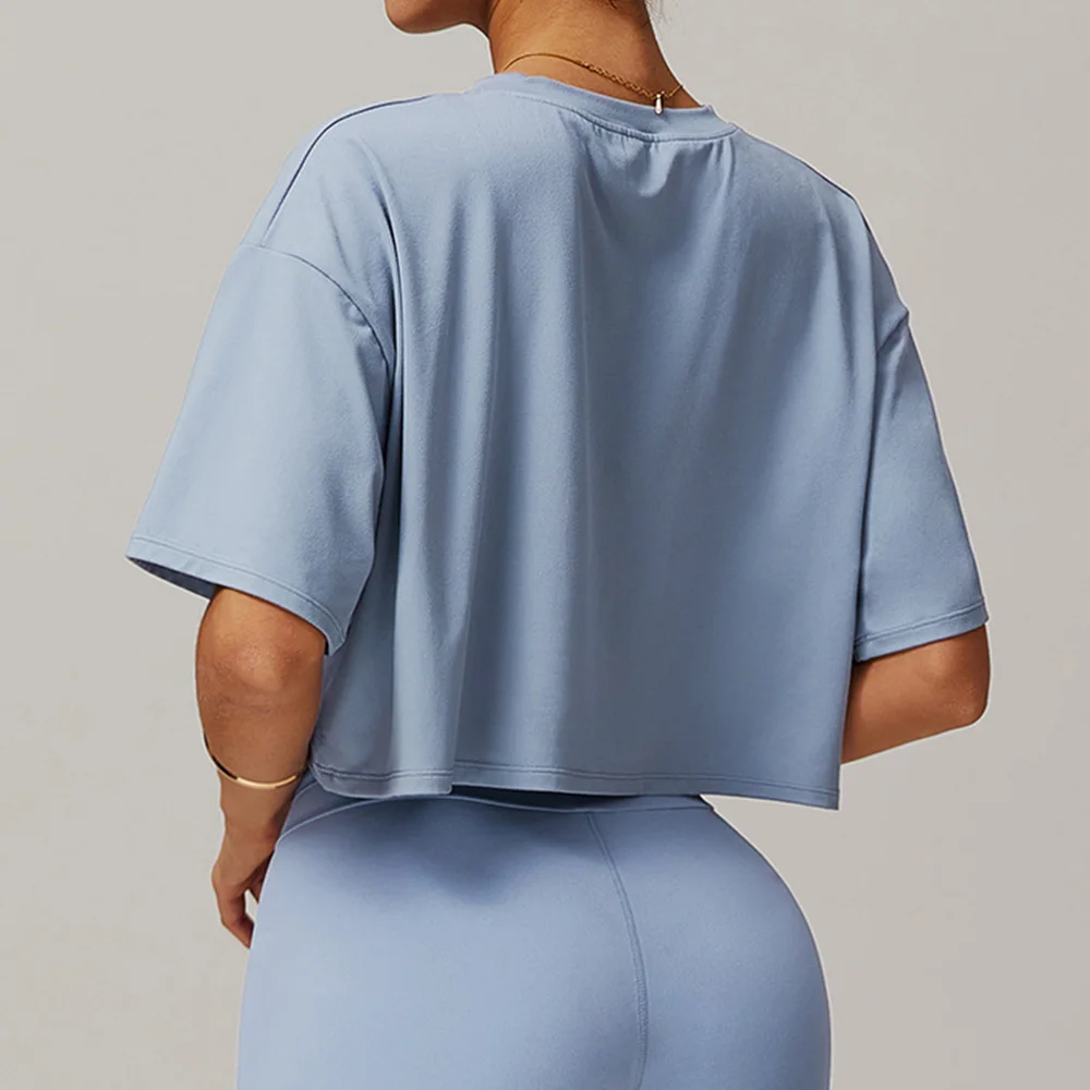 Loose Yoga Top Women Short Sleeve Gym Top Quick Dry Running Sports Shirt Fitness Woman Athletic Cropped Tops Push Up Active Wear yoga top,yoga shirt,sports shirt,sports tank