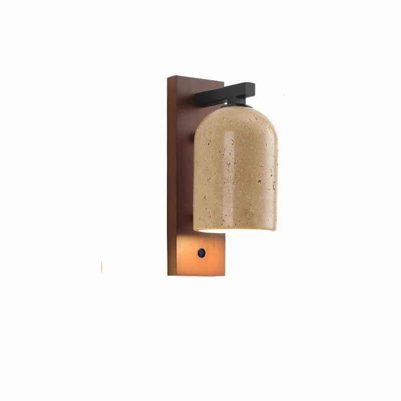 Natural Stone LED Wall Lights Bedroom Living Room Office Hotel Aisle Wood Sconce E27 Bulb With Switch Drop Shipping 6
