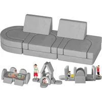Kids Couch, 12PCS Modular Toddler Couch with 2 Triangular Cushions and 4 Arches, Fold Out Kids Couch for Playroom, Bedroom 1