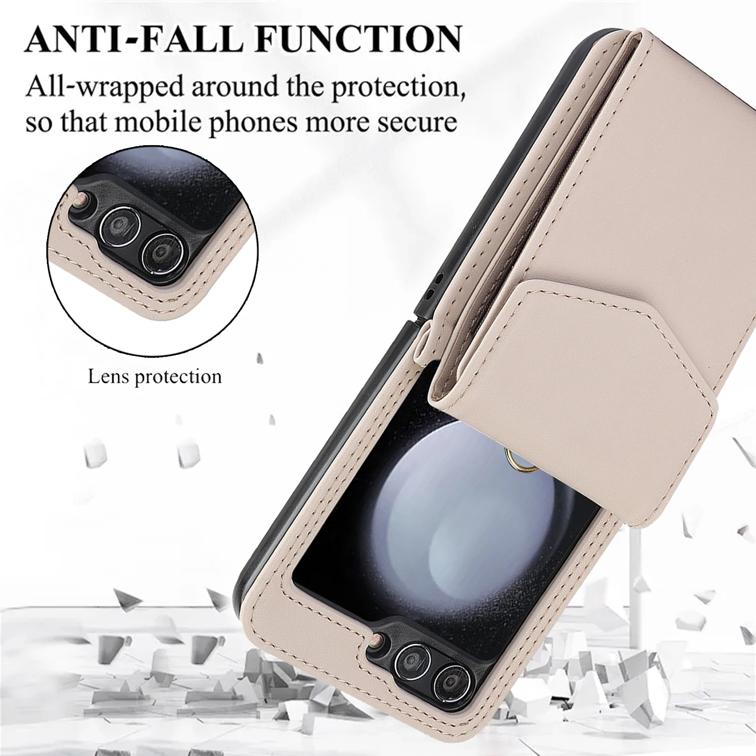 Folding Cross Phone Case, Suitable for Samsung Galaxy Z Flip 5, ZFlip4 Wallet, Vertical Card Protective Case, ZFlip3, ZFlip4