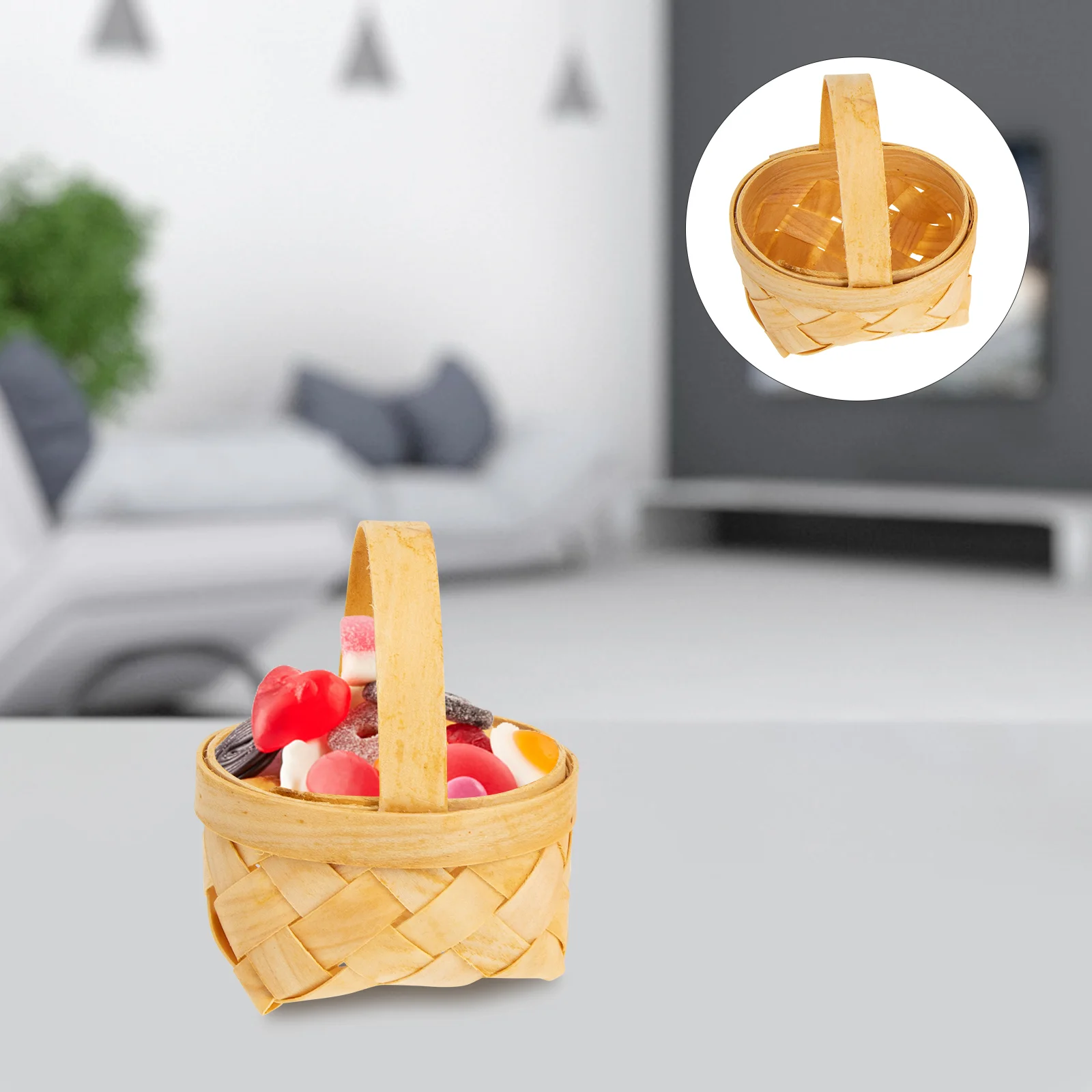 Panier En Osier Creative Home - 37x30x37cm - Blanc Naturel - Avec Poignées - Rangement Durable Et écologique