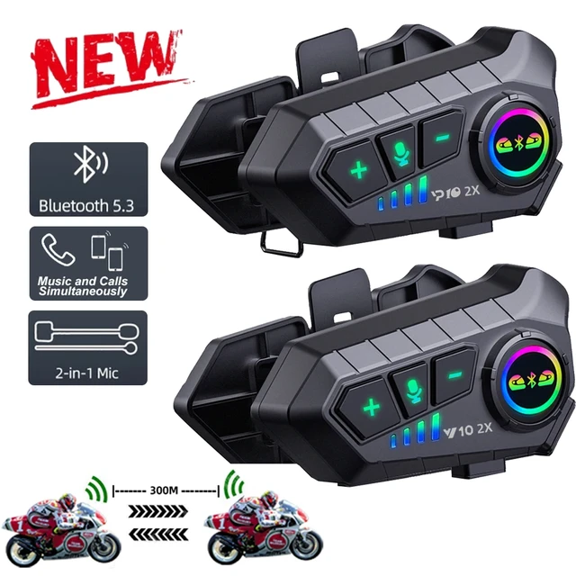 1/2x Music Interphone Bluetooth 5.3 Motorcycle Helmet Intercom