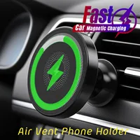 360 Rotation Magnetic Wireless Charger Air Vent Phone Holder Stand For Magsafe iPhone 16 15 14 13 12 Pro Max Fast Charging Mount