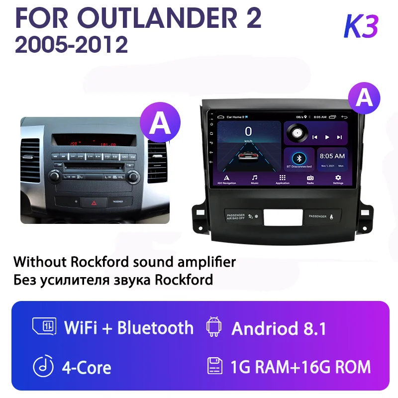 kenwood car stereo Srnubi Android 11.0 Car Radio For Mitsubishi Outlander 2 2005-2012 Multimedia Video Player 2Din GPS Navigation Carplay Head unit car media player with bluetooth Car Multimedia Players