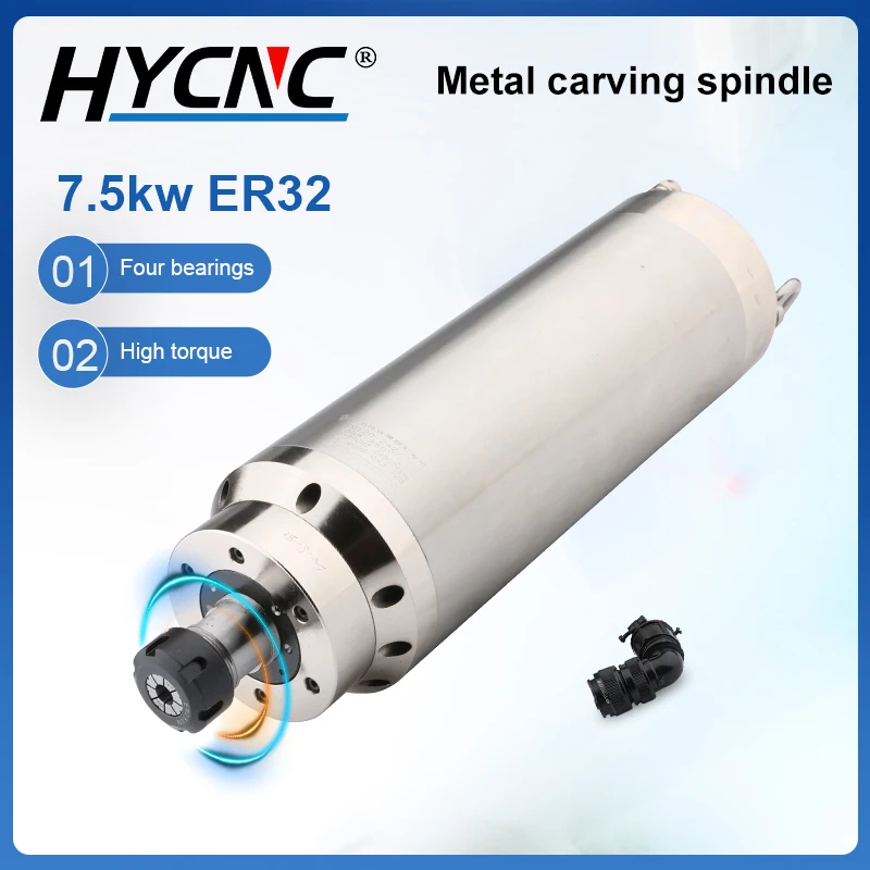 

CNC Spindle ER32 7.5KW 380V Water Cooled Spindle Motor D=125mm 800Hz Constant Power Spindle For CNC Router Metal Engraving