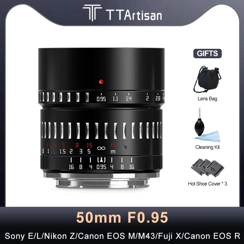 

TTArtisan APS-C 50 мм F0.95 ручной фокус объектив камеры для Nikon Z Canon EOS R R8 R10 Sony E Micro 4/3 Leica L Fujifilm FX a6600 a7