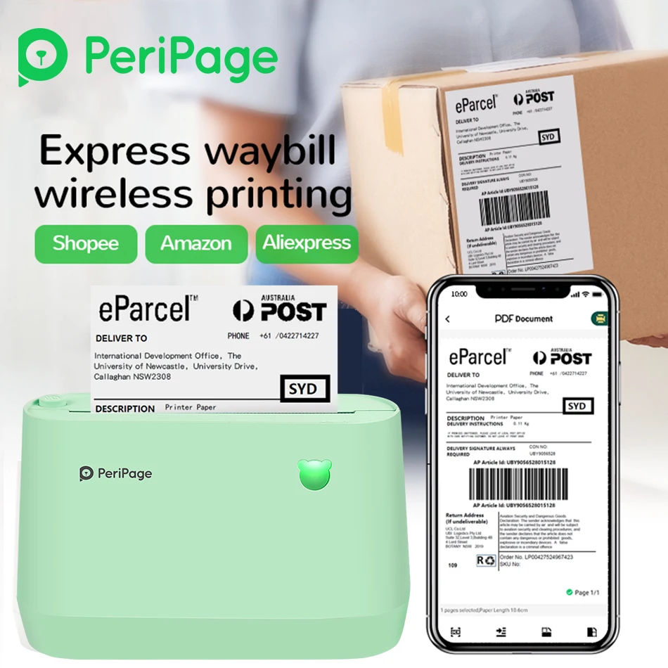 PeriPage Official A9 Portable Thermal Bluetooth Printer 2" 3" 4" A9(s) Max Thermal Photo Label Receipt Sticker Mini Printer A6