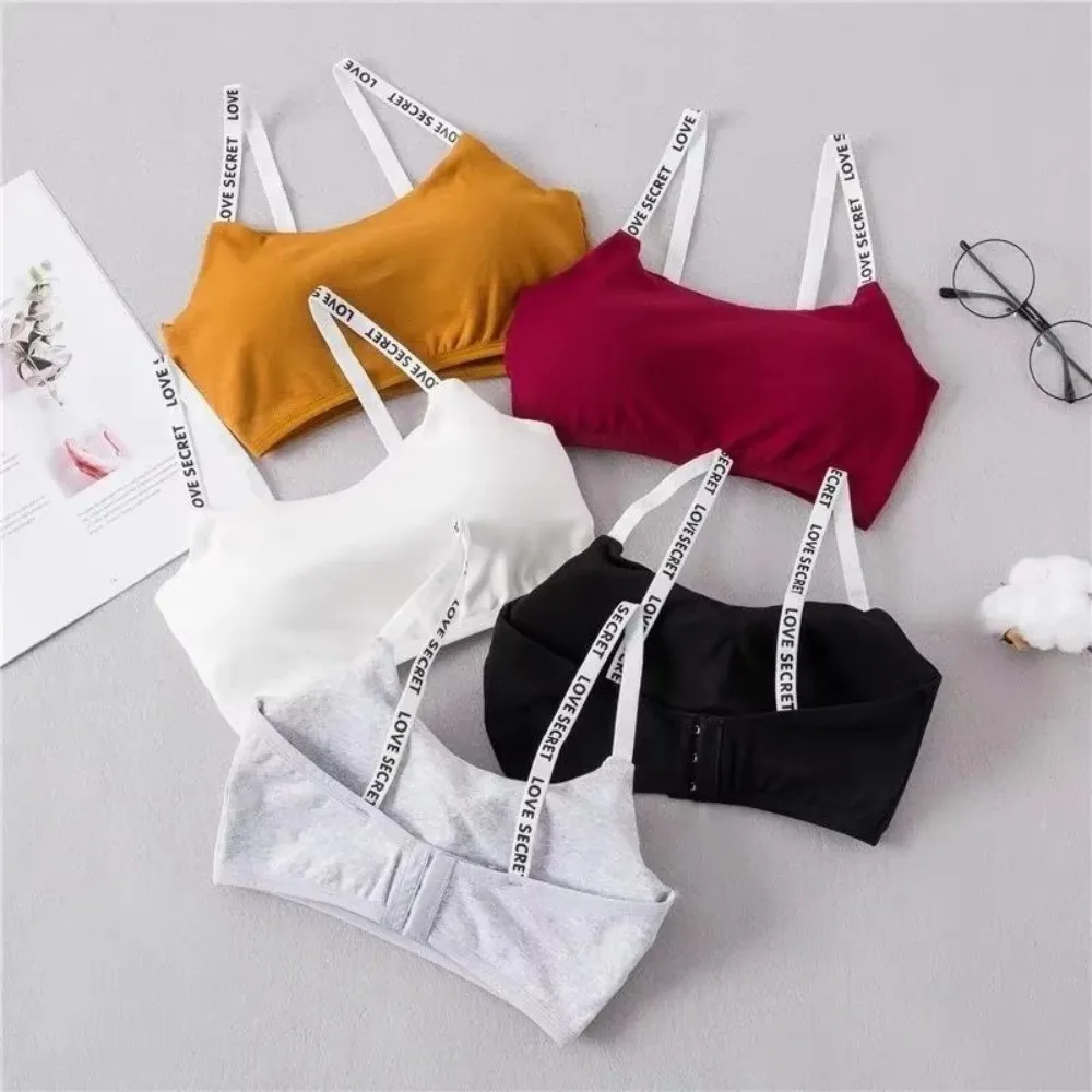 New Casual Training Bras Cotton Breathable Sling Seamless Bra Letter Printing Fitness Girl Sports Bra for Teeange Toddler Girls