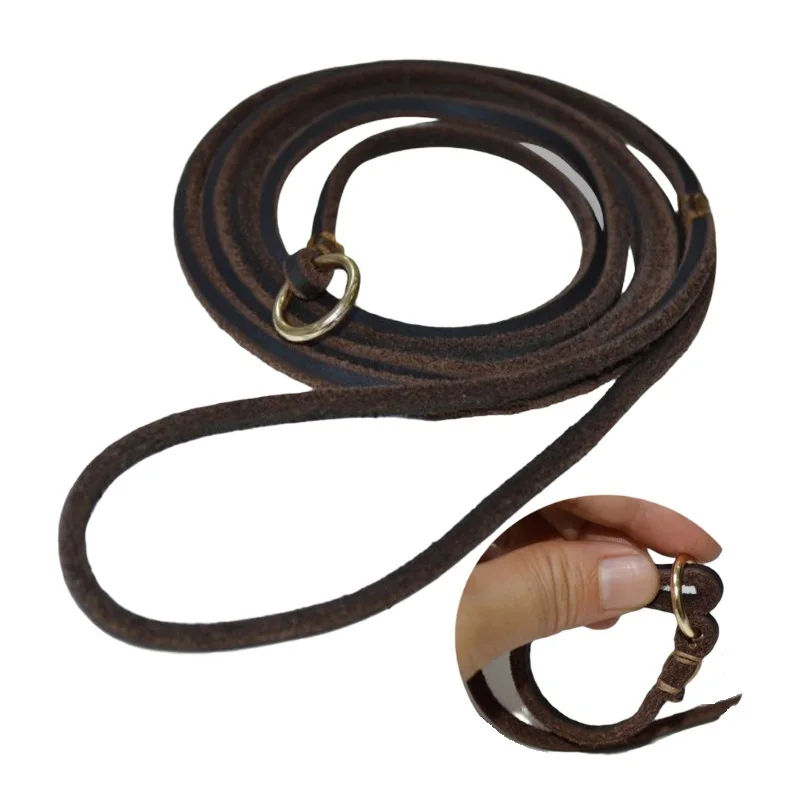 Leather Pet Walking Lead Leather Puppy Traction Slip Lead Dog Leash