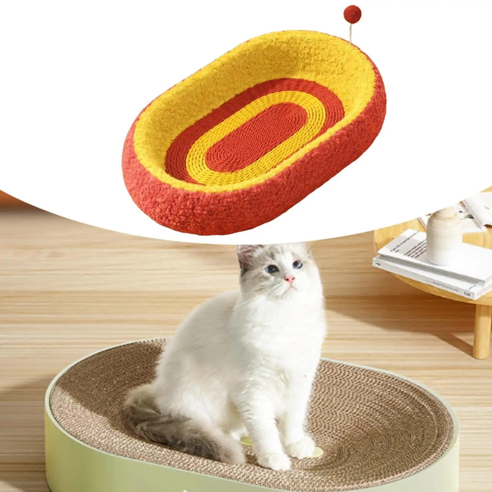 Cat Scratcher Board Easy Clean Spacious Multi Functional Lounge Scratch Pad with Ball for Exercise Entertaining Playing Training Cat Scratcher Board Easy Clean Spacious Multi Functional Lounge Scratch Pad with Ball for Exercise Entertaining Playing Training