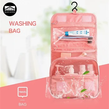 Large Capacity Travel Cosmetic Bag Portable Toiletry Washbag with Hanging Hook Waterproof Female Bathroom Storage Makeup Case 1