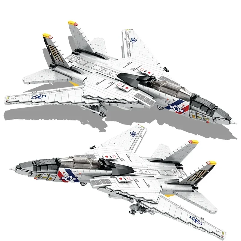 1443PCS Military Tomcat F14 Fighter Aircraft Building Blocks MOC Carrier-Base Fighter Model Bricks DIY Toys For Kid Holiday Gift 1