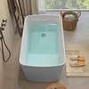 49"Acrylic Free Standing Tub, Soaking Tub with Seat Desgin,Modern Soaking Bathtub with  Certified,Brushed Nickel Overflow 1