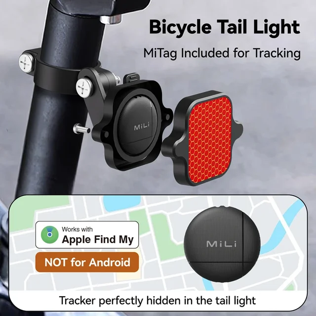 MiLi Locator Intelligent Tracker Bicycle Tail Reflective Sticker Bike Night Riding Warning Reflective Sticker For Apple Find My 2