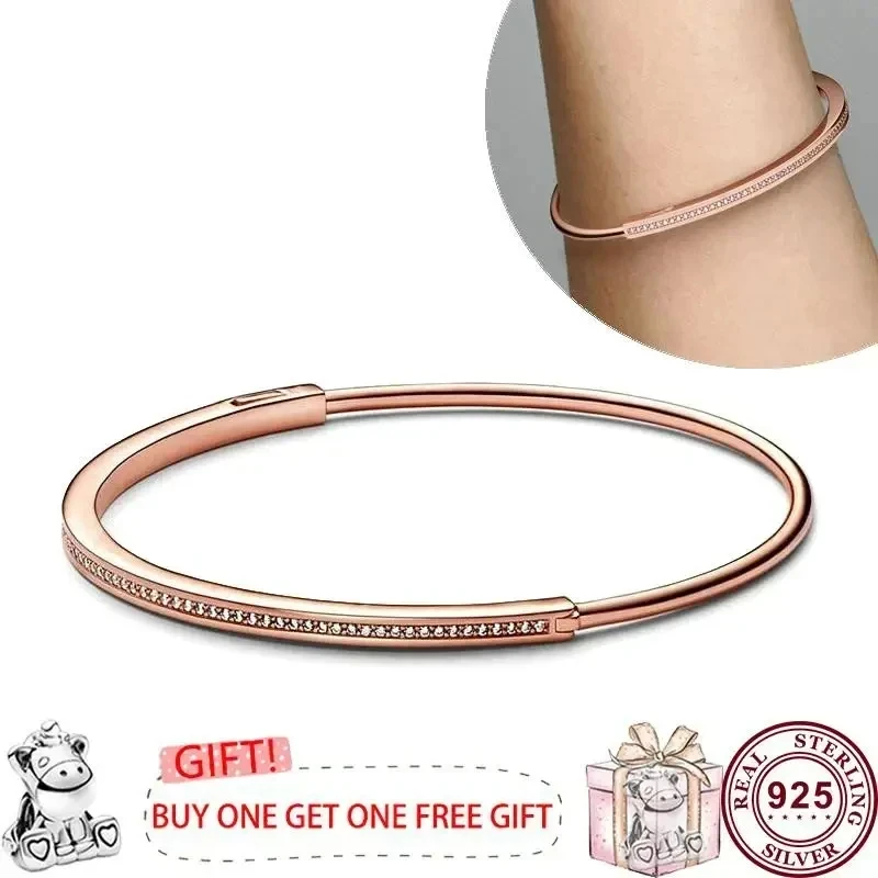 New Popular 925 Silver Signature Series I-d Meteor Women's Classic Open Signature Bracelet Suitable for Charming Jewelry