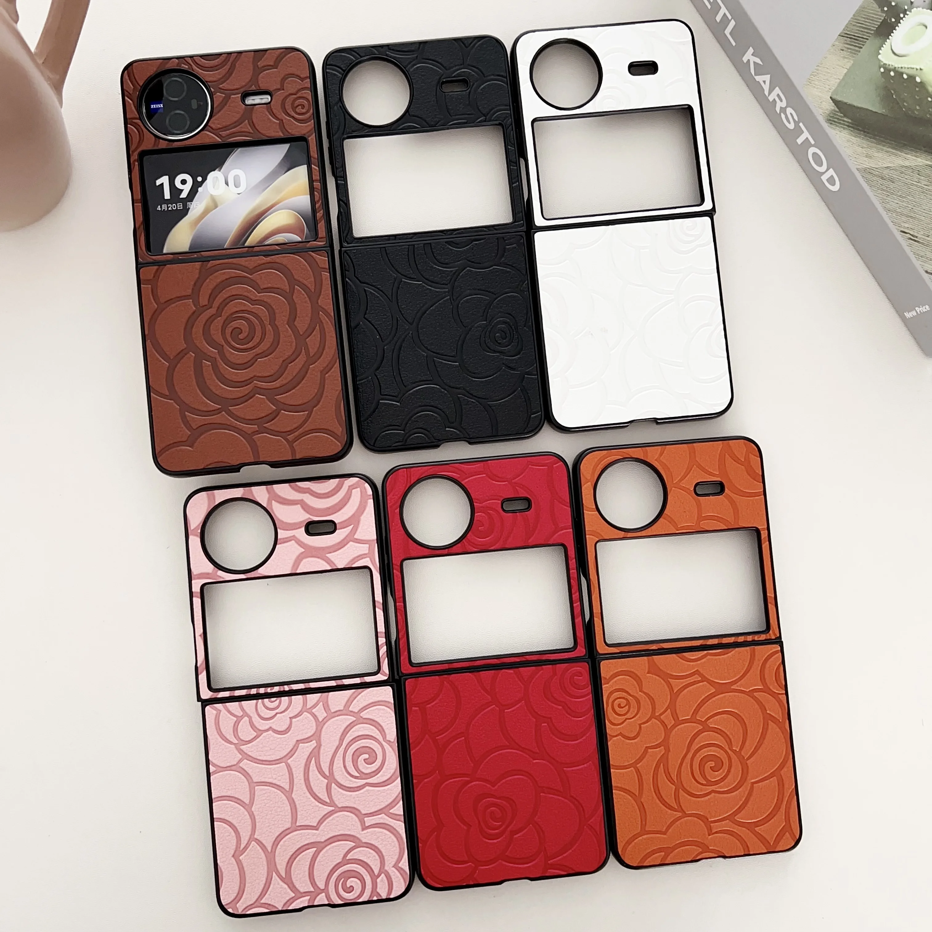 

Solid Color Flower Phone Case For VIVO X Flip Protective Hard Shell Cover