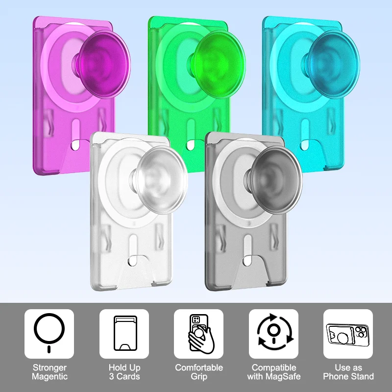 Magentic Phone Card Wallet Grip Holder Per Iphone 15 14 13 12 Series Magsafe Iphone Card Case Portafoglio Pocket Socket Pop