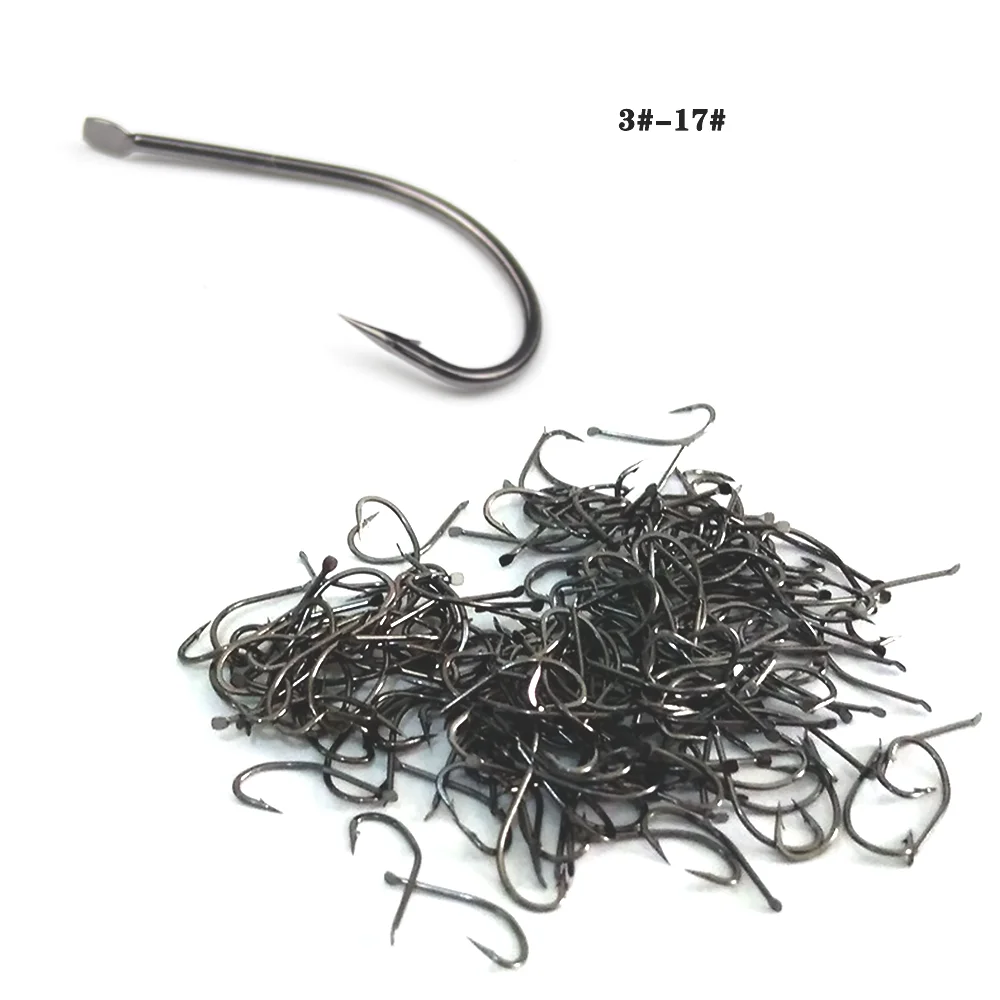 100pcs Wholesale Bulk 3#-17# Fish Hook Barbed Flat High Carbon Steel Sharp  Hooks for Bass Luya Sea Ice Fishing Accessories Fish - AliExpress