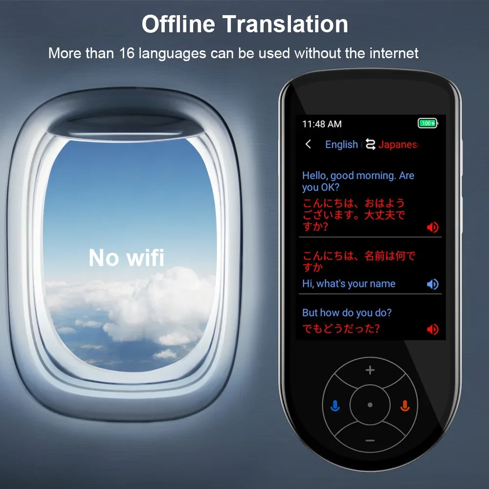 137 언어 인스턴트 음성 번역기 장치, 오프라인 및 실시간, 지능형 무선 와이파이 BT 사진 레코드, 텍스트 번역, 3.5 인치
