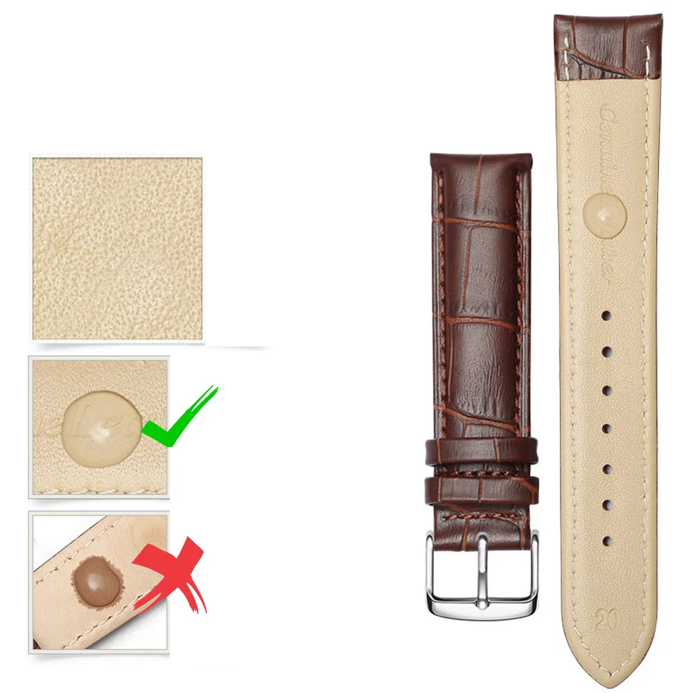 Elegant Leather Watch Band with Rose Gold Buckle - Black/Brown Strap