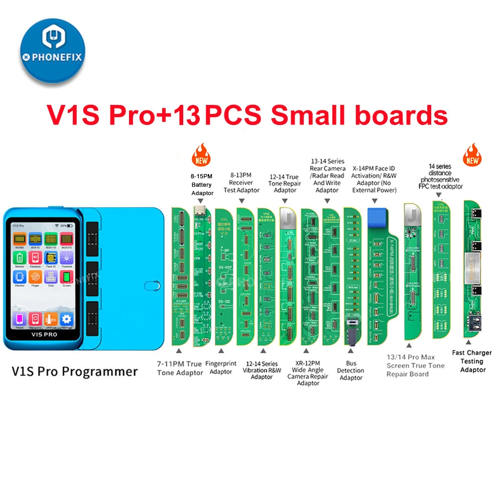 NEW JCID JC V1SE V1S PRO Dot Matrix Face LCD True Tone Photosensitive Original Color Fingerprint Battery Board For IPhone X 15pm