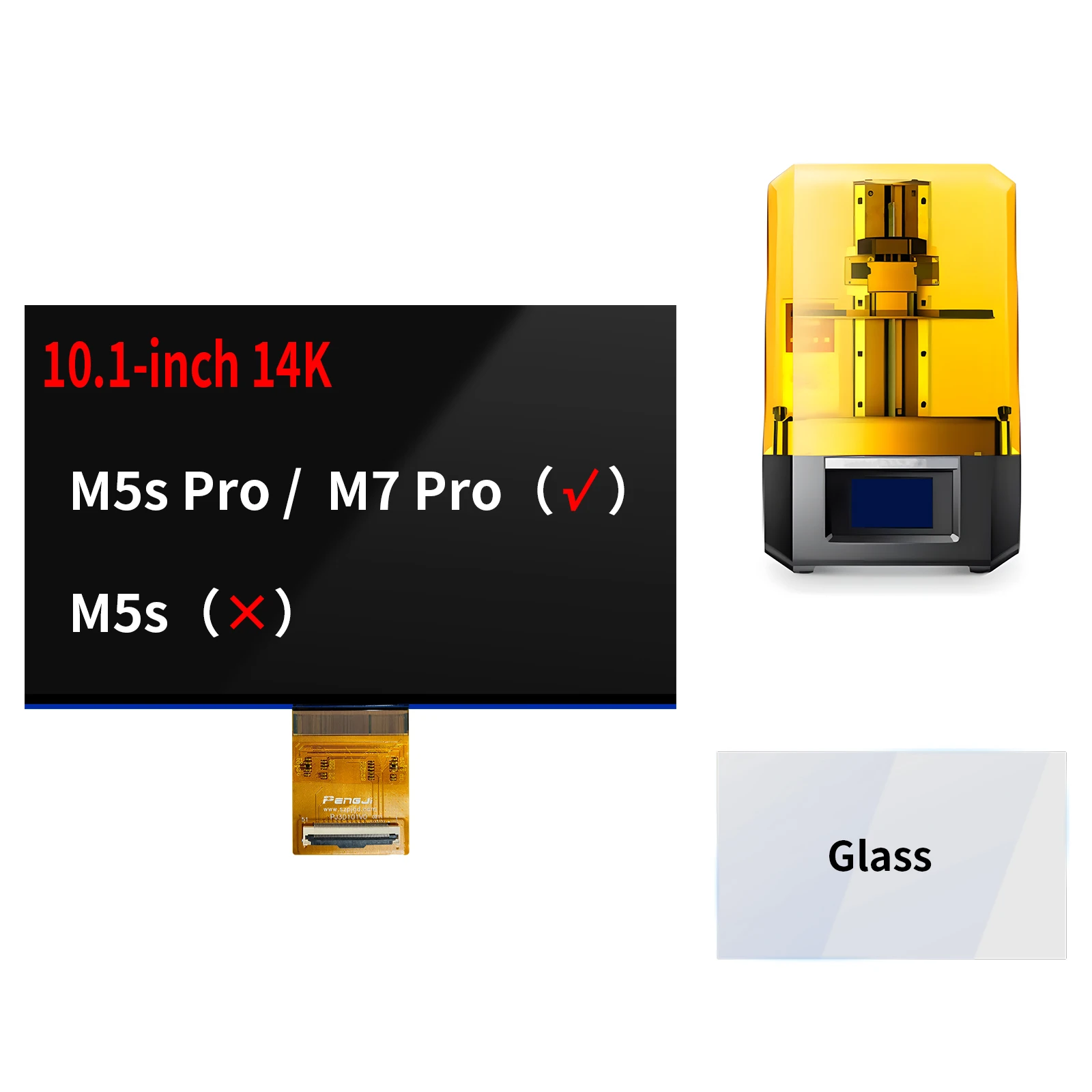 10.1 inch 14K for Anycubic Photon Mono M5s Pro / Mono M7 Pro Monochrome Original LCD Screen Replacement 3D Printer Part