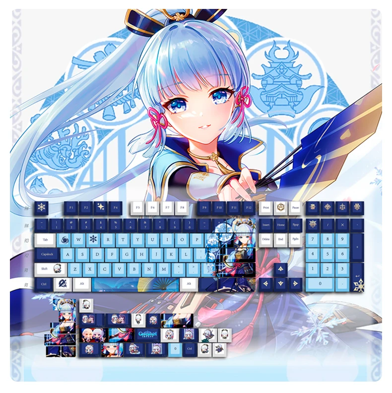 Genshin Impact-keycaps Temáticos de Personagens Ganyu Klee Cap Teclado do Jogo Perfil Cereja 129 Teclas Pbt Keycap Teclado Mecânico - Imagem 6