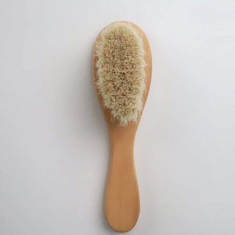 Hair Comb Brush Pure Natural Wool Baby Wooden Brush Comb Hairbrush Newborn Infant Head Massager