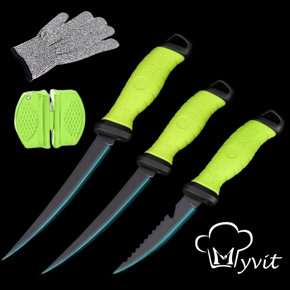 FishFilletKnife567IncheProfessionalFishingFilletKnifeSetStainlessSteelBladein