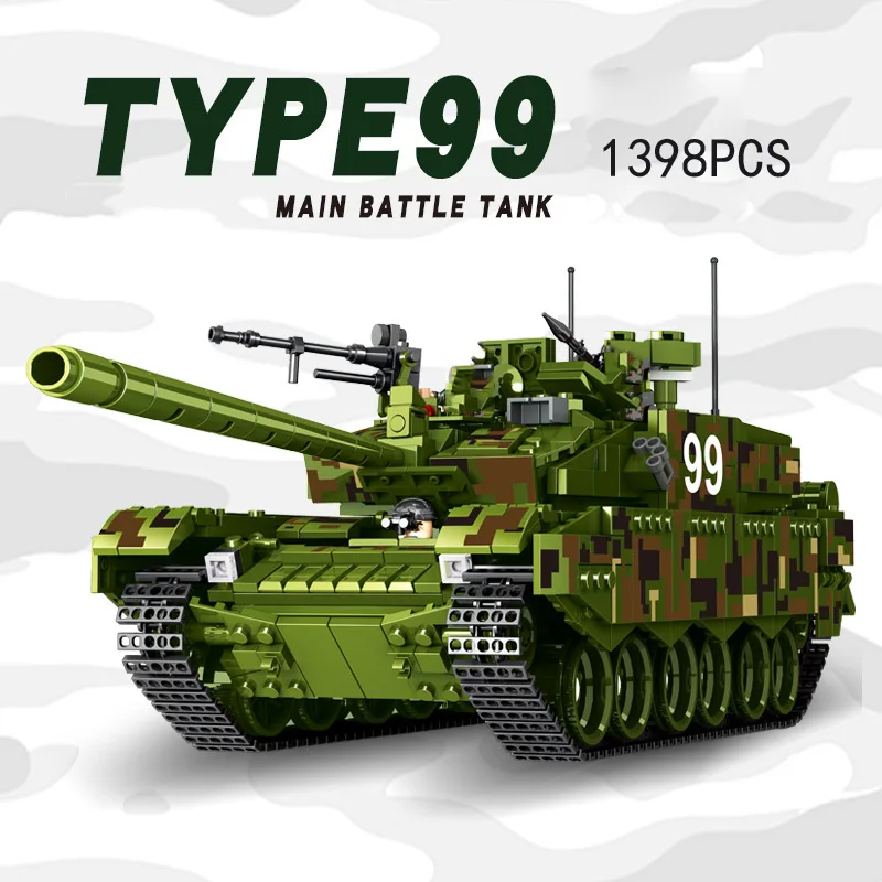 

China Modern Military Brick Type 99 Main Battle Tank Batisbrick Building Block Vehicle WW2 Army Force Figures Toys For Gift