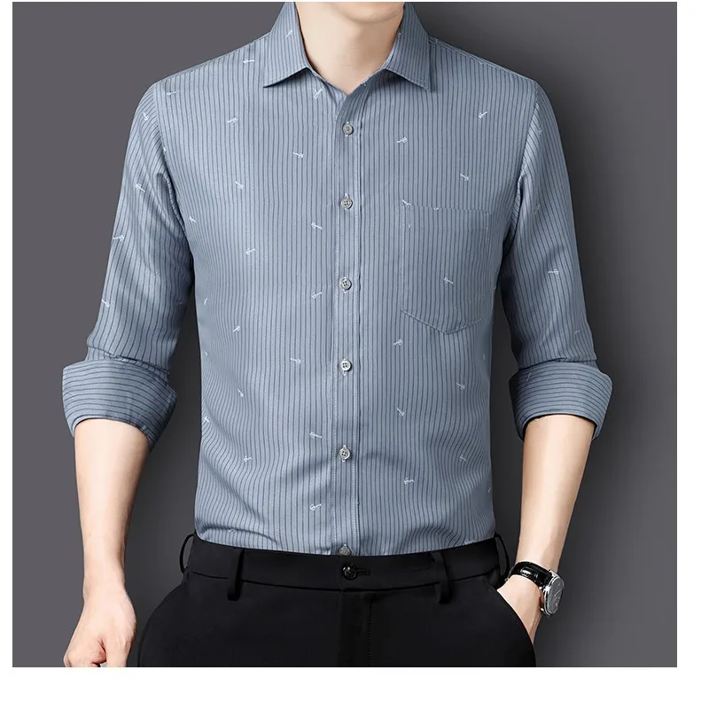 

Newly Arrived OL Work men's Striped Shirt high-quality Long Sleeved Classic Cool Plus Size men's Business Casual Top