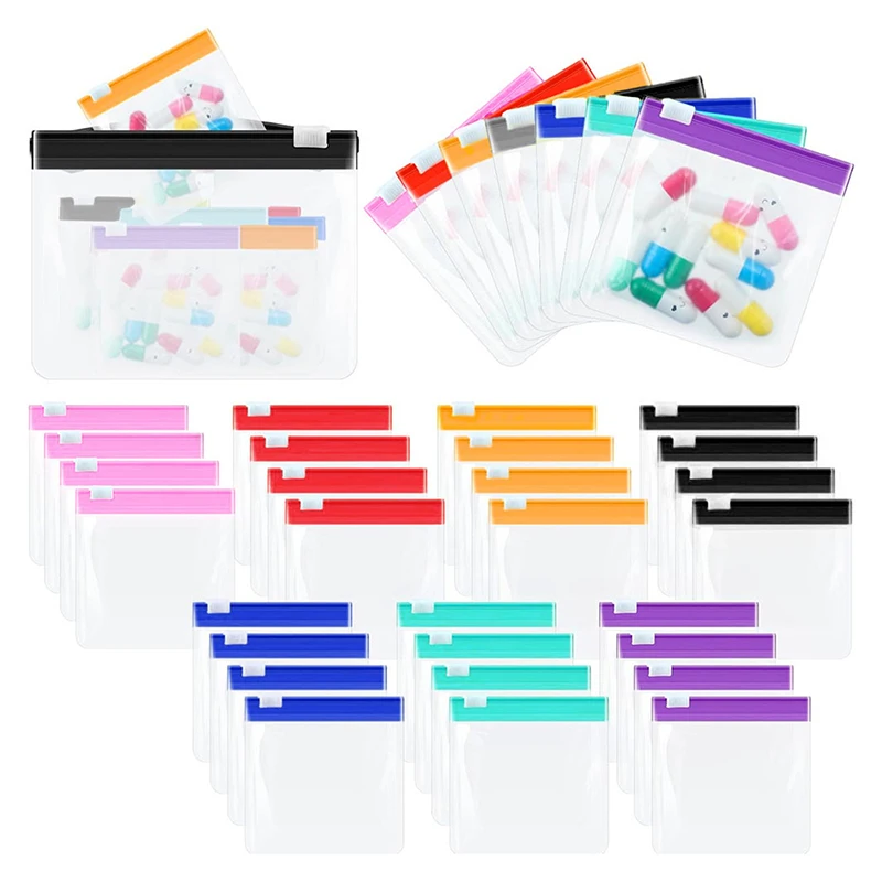 35 Sacchetti Per Pillole Con Cerniera Colorati: Riutilizzabili, Impermeabili E Portatili Per Viaggio E Organizzazione Quotidiana