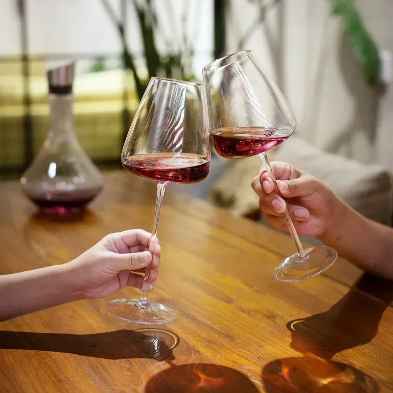 2pcs High-end Goblet Red Wine Glass Kitchen Utensils Water Grap Champagne Glasses Bordeaux Burgundy Wedding Square Party Gift glass drinkware