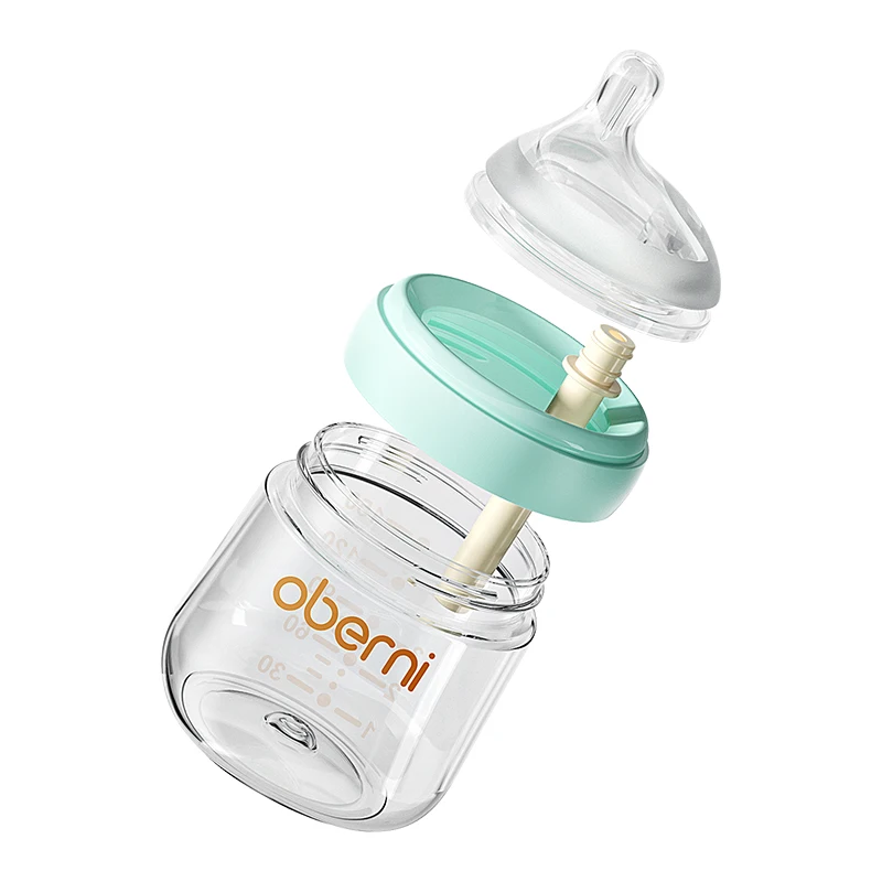 Oberni 5oz baby glass feeding bottle have new vent tube and supper soft silicone nipple as Halloween Day gift