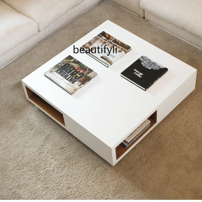 

Modern Paint Square Coffee Table Living Room Cream Style Home Italian Tea Table Complete Set Square Table
