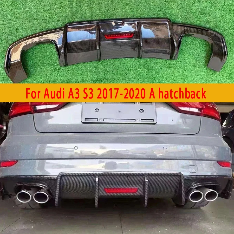 

For Audi A3 S3 2017-2020 A hatchback Carbon Fiber Back lip Car Rear Bumper Diffuser Rear Splitters Spoiler Back lip body kit