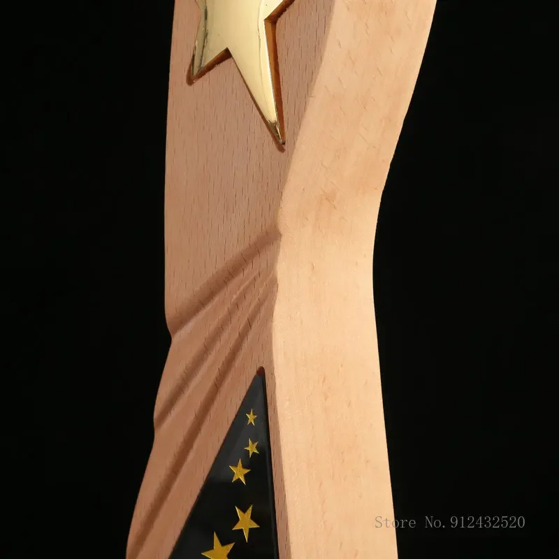 Customized Metal Wooden Crystal Trophy, Home Decoration, Creative Enterprise Awards Souvenir, Personality Five-pointed Star, 1Pc