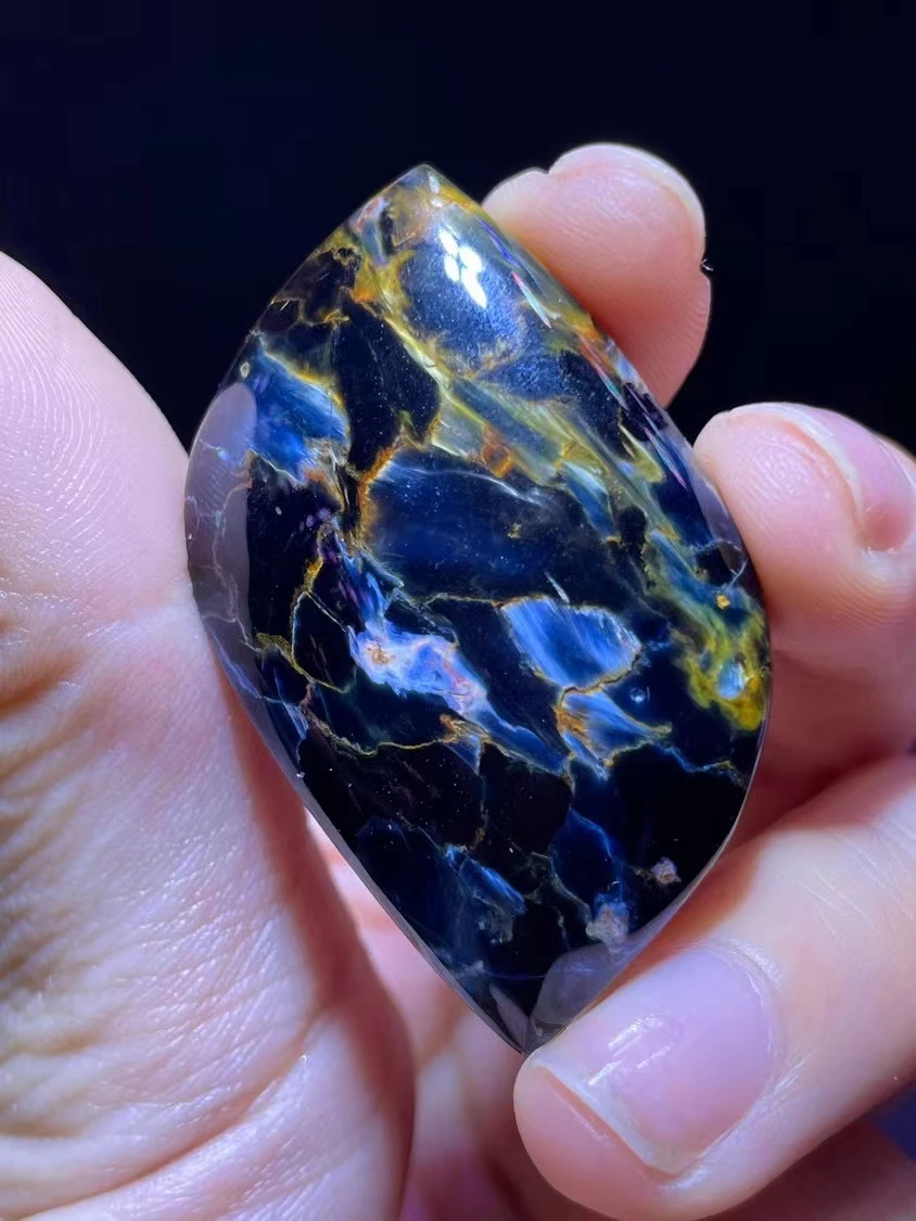 

Natural Blue Yellow Pietersite Rectangle Pendant 44.7/28/8.3mm Cat Eye Women Men Pietersite Namibia Necklace Jewelry AAAAAA