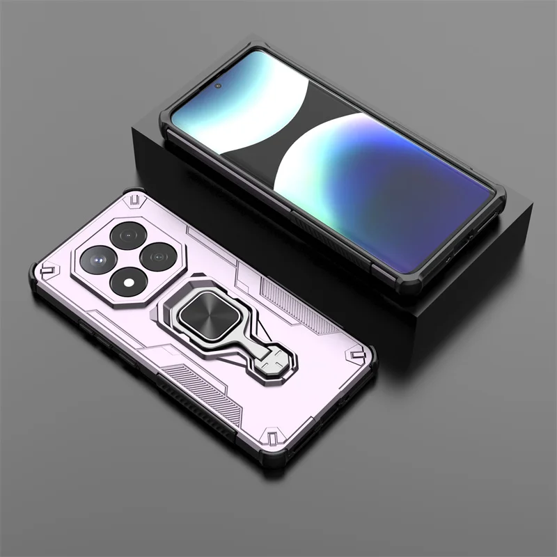 Enhanced Lens Protection Kickstand Case with Magnetic Ring Stand and Bracket