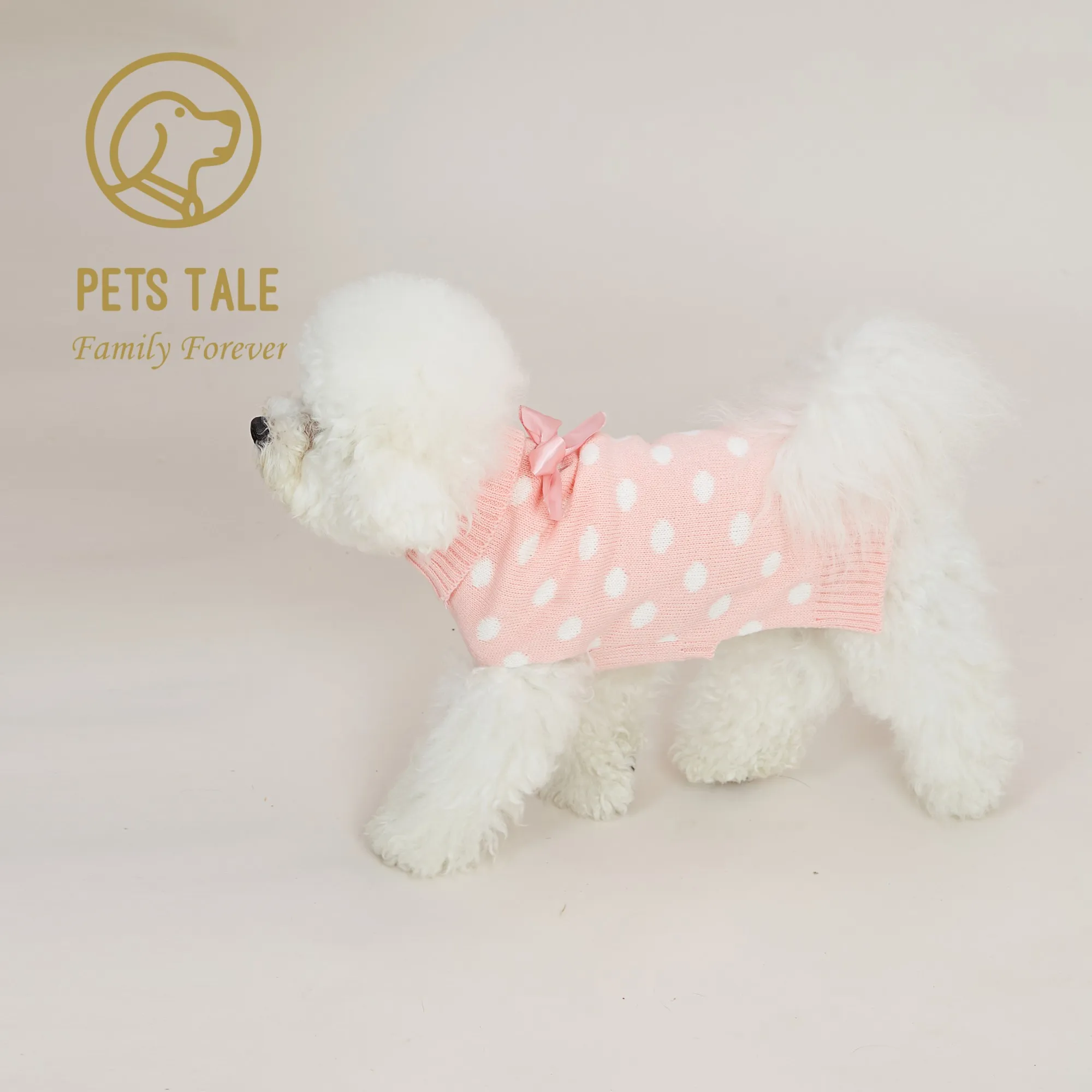 Title 8, Cute Dog Pink Bow with White Polka Dots Double ...